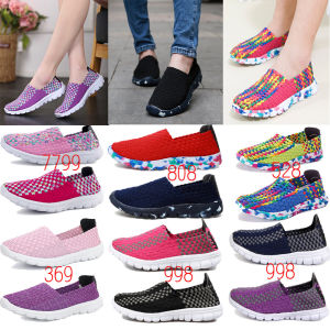 รองเท้าผ้าใบผู้หญิงฤดูใบไม้ผลิและฤดูร้อน รองเท้าผ้าใบแบบถักระบายอากาศได้ดี รองเท้าเดินทางน้ำหนักเบา กันลื่น รองเท้าผู้ชาย รองเท้าแม่