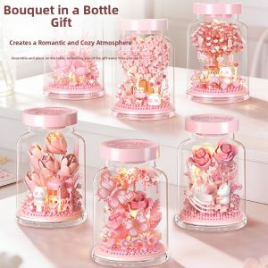 YUGAO | Intelligent Assembly Rose Floral Bouquet Building Blocks Small Particles