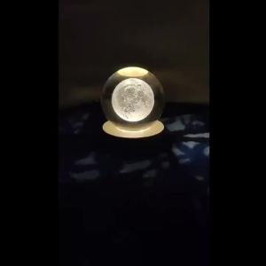 Crystal Ball 6cm Color Warm Light Planet Night Light Laser Carving Solar System Earth Galaxy Pattern Gift Desktop Decoration