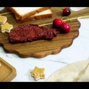 1PCS Scalloped Acacia Wood Cutting Board Wooden Butcher Block for Bread Meat Fruit Cheese Multi-Purpose Kitchen Chopping Board