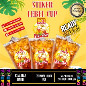 Stiker cup teh poci kuning 50pcs