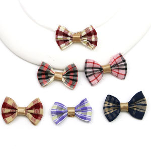 (50pcs/pack) 35mm British Style Patterned Bow Material Clothing Decorative Hats Childrens Handmade DIY Hair Accessories Ribbon Bows