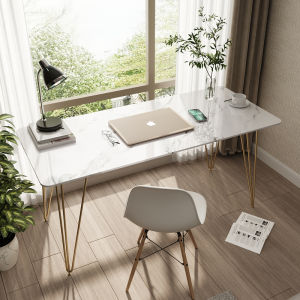 Nordic Style Accessible Luxury Stone Plate Desk Modern Minimalist Desktop Computer Desk Household Internet Celebrity Ins Style Desk for Girls Bedroom