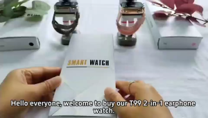 New T99 Smartwatch Wireless TWS Earbuds 2.02inch IPS 320x385 BT5.0 Bluetooth Call IP67 Waterproof Smart Bracelet 300mAh Watch