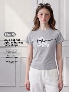 LIDIA | Cute Dots & Puppy Round-Neck T-Shirt
