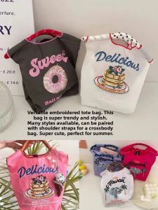 Mini Embroidered Ballchain Handbag Eco-Friendly Crossbody Shopping Bag Womens Travel Casual Simple Style Canvas Lining Commute