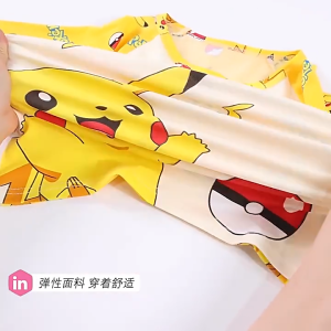 DXSS ชุดนอนเด็กฤดูร้อนน่ารัก เสื้อยืดแขนสั้น + ชุดกางเกงขาสั้น ผ้านุ่ม สวมใส่สบาย ชุดนอนแขนสั้นบางสำหรับฤดูร้อน