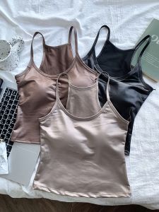 Áo Vest Ngắn Hở Lưng Phong Cách Mỹ Màu Nâu Cho Nữ Mùa Hè Ngoài Trời High Street PU Da Nhỏ Gợi Cảm Gợi Cảm Ngắn Áo Vest