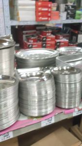 3PCS STAINLESS STEEL ROUND PLATE SOUP PLATE SAUCER PLATE SERVING PLATE RESTAURANT DINNING PLATE THICK DURABLE 555 BRAND