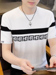 HENGYUANXIANG | เสื้อยืดแขนสั้นผ้าไหมน้ำแข็งทรงหลวมสำหรับผู้ชายในช่วงฤดูร้อน เสื้อเชิ้ตคอตั้งแบบถักสำหรับใส่ลำลอง เสื้อผ้าทำงานสไตล์ยุโรป