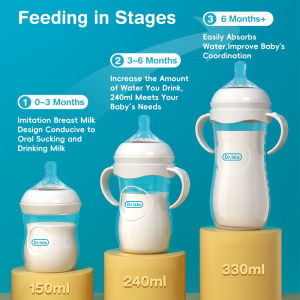 Dr.Isla Baby Bottle Pink&Bule 150ml  Leak Proof with Handle Soft Silicone botol bayi PP123 0-3 years old