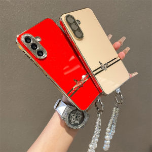 Luxury Plated Butterfly Pattern Phone Case With Bracelet For Samsung Galaxy A56 A36 A16 A26 A55 A35 A15 Anti-slip Design on the Side A54/A34/A14 Camera Bulge Protection Suitable for girls