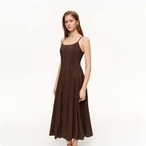 DUSHU | Carving Detail Slimming Spaghetti Strap Dress