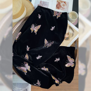 Chân Váy Voan Dài Trung Bình Có Thêu Sequin Hình Bướm Size Lớn