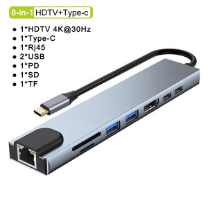 Congdi | USB C HUB Type C Splitter Thunderbolt 3 Docking Station Laptop Adapter With For Macbook Air M1 iPad Pro RJ45 HDMI-compatible