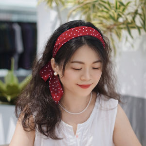 Red Polka Dot Sash Hairband Womens Fashion Retro Hong Kong Style Outdoors Travel Photography Personalities Headband