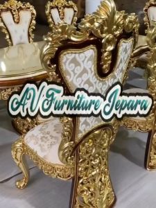 Satu Set meja makan ukiran para sultan mewah 6 kursi Gaya Modern clasik Eropa