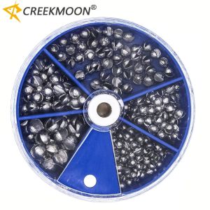 Weight Sinkers 205pcs/box 5 Sizes Lead Weights Round Split Shot Sinkers Removable for Accurate Casting and Deep Water Fishing