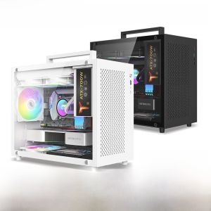 Bộ Điều Khiển Máy Tính Để Bàn Mini S9 White 240 Water Cooling Side Transparent Handheld Desktop Computer Case Metalfish