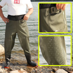 Thickened Waterproof Breathable Fishing Rain Pants Half-length Overall Rain Boots Mens Rain Shoes for Fishing in Winter