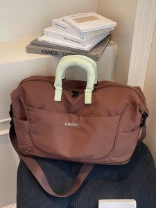 กระเป๋าเดินทางแบบพับได้สำหรับผู้ชายและผู้หญิง ความจุขนาดใหญ่ กระเป๋าใส่รองเท้าออกกำลังกาย กระเป๋าเดินทางแบบแยกชั้น กระเป๋าถือหนัง PU สำหรับเยาวชน