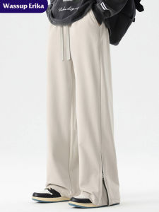 Waterproof Straight Leg Casual Pants Mens Autumn Function Split Wide Leg Pants Versatile Loose Fit Polyester Fiber Youth Trend Brand WASSUP ERIKA