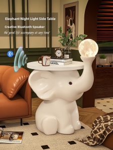 CHUCHEN | Elephant Cream Style Side Table for Small Home