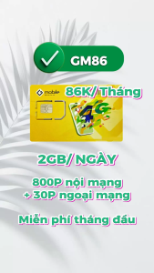 ( MIỄN PHÍ 3 THÁNG ĐẦU ) Sim 4G G-mobile ( Sóng Mobifone ) - Data tốc độ Cao 3GB/ngày + Miễn Phí Gọi Nội Ngoại Mạng - Phí Cực Rẻ . GM35 GM68 GM86 GM120 GM200 | FREESHIP - CHƯA KÍCH HOẠT