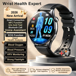 2026 New ECG+PPG Smart Watch Lipids Uric Acid Blood Pressure Heart Rate Watch Men NFC Sport HD Call Health Clock For Android IOS