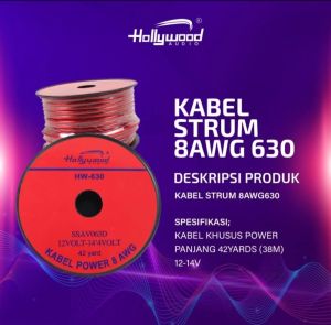 Per Roll Kabel 8 AWG HOLLYWOOD AUDIO HW-630 38.Meter 42 Yard Per 1 Rol Cable Cabel 8AWG HW630 HW 630 38M 38Meter 38Meters Meters 42Yard 42Yards Yards Strum Setrum Power Aki Power Ground Grounding Audio Mobil