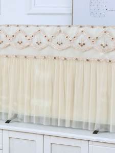 65 Inch Hanging LCD TV Cover Dustproof Lace Material Country Style Home Fabric Protection Shield Golden Flower Full Leaf Brand