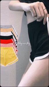 💥HOT SALE💥กางเกงขาสั้น แต่งแถบข้าง เอวยางยืดทรงเข้ารูป 7 สี