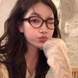 Fashionable Retro Womens Black Frame Coffee Cat Eye Glasses Blue Light Blocking round Face Slimming Natural Look Optical Glasses