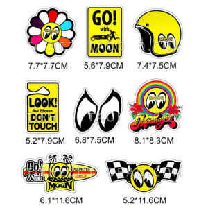 8Pcs/Set MOON Brand Motorcycle Car Modification Stickers Skateboard Helmet Luggage Laptop Decals Waterproof Vinyl Pegatinas