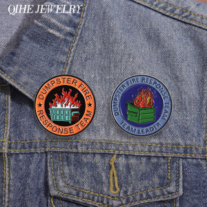 Dumpster Fire Response Team Leader Brooch Enamel Pins Trash Fire Sarcastic Brooches ClothesLapel Badge Jewelry Gift for Friend
