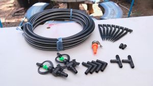 PE HOME SET ชูดสปริงเกอร์ท่อพีอี 16 มิล ยาว 20 เมตร พร้อมติดตั้ง สปริงเกอร์ท่อพีอี สปริงเกอร์ใบหูช้าง ท่อ PE สปริงเกอร์สนาม K FARM