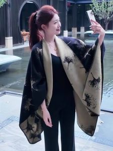 Retro Style Double-Sided Knitted Large Wrap Womens Fashion Soft Cozy Autumn New Arrival Cowl Neck Open Cardigan Coat