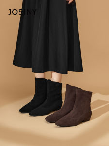 Josiny | Rough Heel Elastic Slim Internal Height-increasing Short Square Head Womens Boots