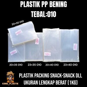 plastik PP bening tebal 010 ukuran lengkap 20×35 20×30 22×35 18×35 18×30 15×30 15×35 14×30 25×40 20×40 23×40 plastik Snack || plastik makanan