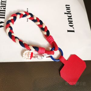 Cartoon Pendent Mobile Phone Strap Hand Knitted Cotton Rope Keychain Holder Anti-Loss Decorative Chain for Girls Phone Case