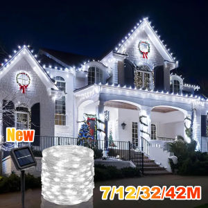 NEW Solar Powered Silvery Wire String Lights 400LEDS 8 Lighting Modes Waterproof Fairy Lights for Patio DIY Garden Decorative