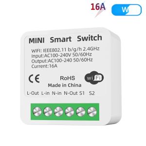 สวิตช์ Wifi ขนาดเล็ก 16A DIY สมาร์ทโฮม ควบคุม 2 ทาง รีเลย์ Smart Life ควบคุมผ่านแอพ ตั้งเวลาจากระยะไกล ทำงานร่วมกับ Alexa Google Home และ Alice