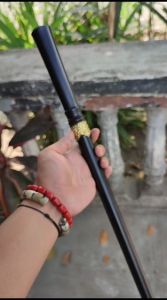 Tongkat Komando Kayu Kelor Hitam Variasi Alpaka Premium