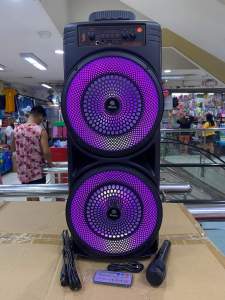 BIG DOUBLE TWS 8*2 BLUETOOTH KARAOKE SPEAKER AUXIN FMRADIO FREE MIC REMOTE