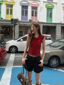 NIHAOKANONG | Quần Short Dài Đơn Giản Màu Xanh