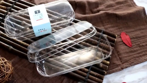 200/100/50pcs/set Dessert Box Container Rectangle Mousse Cake Box Loaf Deli Cookies Clear Cups with Cover 300ML Cake Box