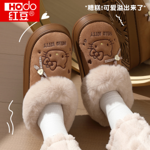 Dép Cao Đến Đầu Gối Bằng Vải Cotton Mùa Thu Đông Mới Cho Nữ KT Chống Trượt Lót Lông Cừu Ấm Áp Có Thể Mang Ngoài Trời Dép Cotton