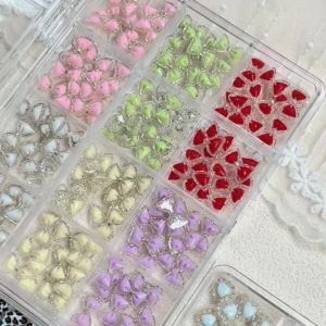 12Grids 3D Leopard Print Love Star Nail Art Charms Colorful FlatBack Stars Heart Y2K Nails Decorations DIY Manicure Accessories