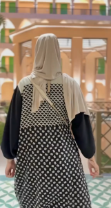 Belvina Dress Gamis Kombinasi Rayon Lengan Balon Busui