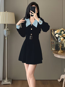 ชุดเดรสยาวผ้ากำมะหยี่สไตล์ฝรั่งเศสย้อนยุค ทรงเข้ารูป กระโปรงทรงเอ แขนยาว ปกติ เอวสูง ทรงหลวม สำหรับผู้หญิงไซส์ใหญ่